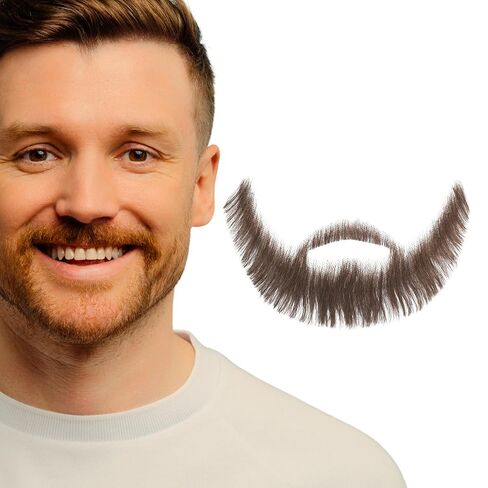 لحية مزيفة متميزة-غوتي واقعية كاملة مع الشارب-للجنسين-الشعر البشري بنسبة 100 ٪ ، مربوطة يدويًا على الدانتيل غير المرئي-لحية الأزياء القابلة لإعادة الاستخدام للتجول ، الهالوين (Brown-2) in Kuwait