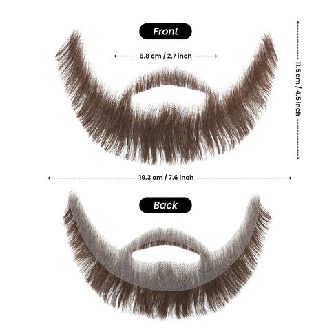 لحية مزيفة متميزة-غوتي واقعية كاملة مع الشارب-للجنسين-الشعر البشري بنسبة 100 ٪ ، مربوطة يدويًا على الدانتيل غير المرئي-لحية الأزياء القابلة لإعادة الاستخدام للتجول ، الهالوين (Brown-2) in Kuwait