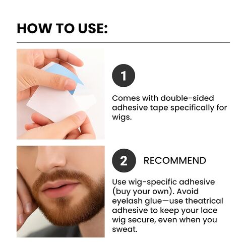 لحية مزيفة متميزة-غوتي واقعية كاملة مع الشارب-للجنسين-الشعر البشري بنسبة 100 ٪ ، مربوطة يدويًا على الدانتيل غير المرئي-لحية الأزياء القابلة لإعادة الاستخدام للتجول ، الهالوين (Brown-2) in Kuwait