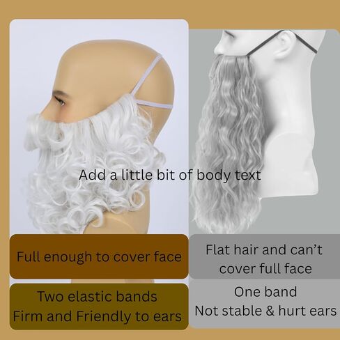 Twayfel Gray Fake Bead for Wizard Cosplay واقعية رمادية مجعد الشارب الشارب الهالوين ملحق الشعر الوجه 8 بوصات in Kuwait