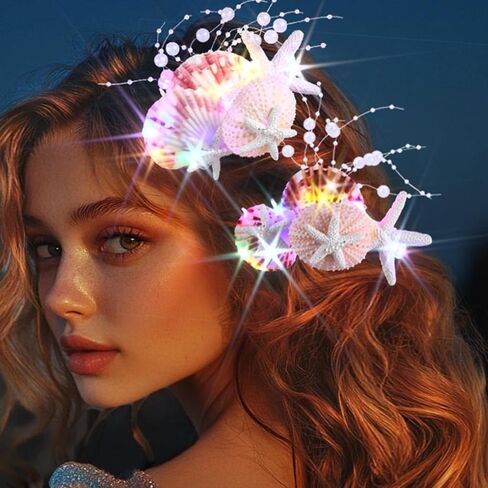 EARENT Light Up Starfish Hair Clips LED Headpiece Mermaid Costume Hair Accessories for Women in Saudi Arabia