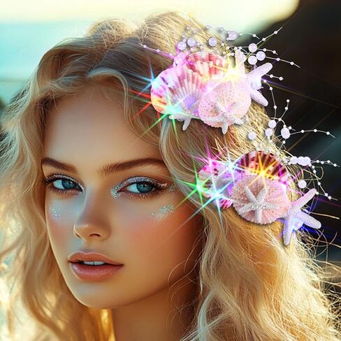EARENT Light Up Starfish Hair Clips LED Headpiece Mermaid Costume Hair Accessories for Women in Saudi Arabia