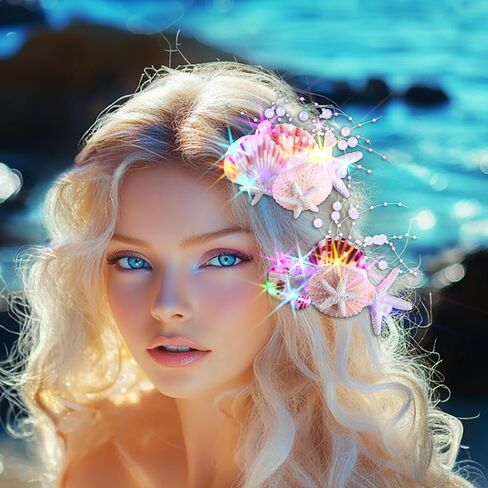 EARENT Light Up Starfish Hair Clips LED Headpiece Mermaid Costume Hair Accessories for Women in Saudi Arabia