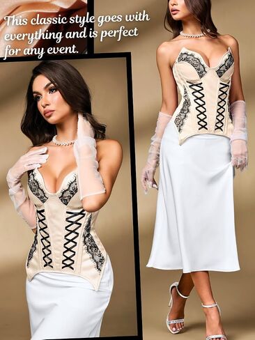 Women's Vintage & Elegant Lace Corsets, Lace-Up Fit Sizes 0-26 for Perfect Curves, Padded Boned Corset Top in Saudi Arabia