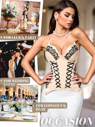 Women's Vintage & Elegant Lace Corsets, Lace-Up Fit Sizes 0-26 for Perfect Curves, Padded Boned Corset Top in Saudi Arabia