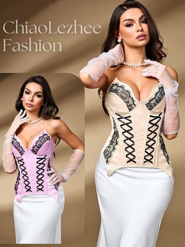Women's Vintage & Elegant Lace Corsets, Lace-Up Fit Sizes 0-26 for Perfect Curves, Padded Boned Corset Top in Saudi Arabia
