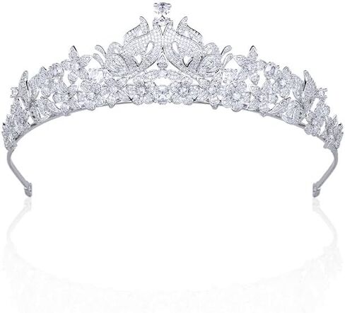 14K Gold Vintage Bridal Tiara, Elegant Moissanite Wedding Crown with Crystal Accents, Romantic Princess Hair Accessory for Bridal Shower,or Birthday Gift in Saudi Arabia