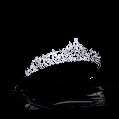 14K Gold Vintage Bridal Tiara, Elegant Moissanite Wedding Crown with Crystal Accents, Romantic Princess Hair Accessory for Bridal Shower,or Birthday Gift in Saudi Arabia