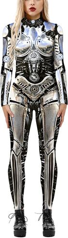 Seaur Women's Halloween Cosplay Costume Funny Skeleton Bodysuit Long Sleeve Print Catsuit 3D Digital Beamsuit in Saudi Arabia