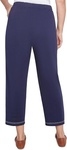 Alfred Dunner Women's Block Island French Terry Daisy Ankle Pant, Medium Navy in Saudi Arabia