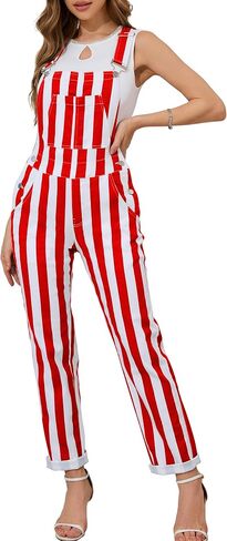 Bindefon Overalls for Women Fashion Jumpsuits Striped Pants Printed Bibs Coveralls White Elephant Gifts in Saudi Arabia