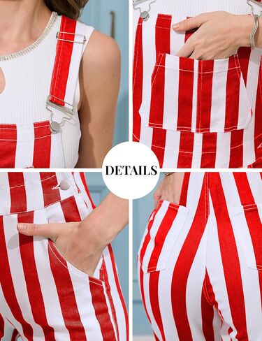 Bindefon Overalls for Women Fashion Jumpsuits Striped Pants Printed Bibs Coveralls White Elephant Gifts in Saudi Arabia