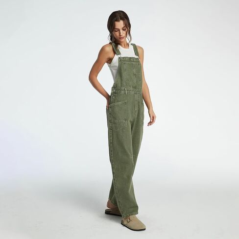 Women's Denim Bib Overalls Casual Adjustable Strap Jean Jumpsuit Denim Romper With Pockets in Saudi Arabia