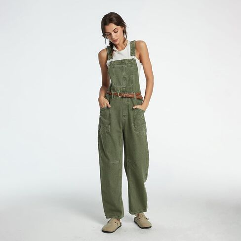 Women's Denim Bib Overalls Casual Adjustable Strap Jean Jumpsuit Denim Romper With Pockets in Saudi Arabia