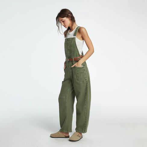 Women's Denim Bib Overalls Casual Adjustable Strap Jean Jumpsuit Denim Romper With Pockets in Saudi Arabia