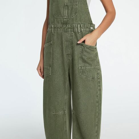 Women's Denim Bib Overalls Casual Adjustable Strap Jean Jumpsuit Denim Romper With Pockets in Saudi Arabia