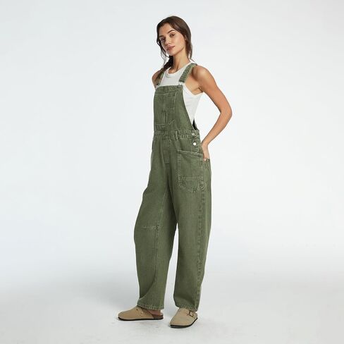 Women's Denim Bib Overalls Casual Adjustable Strap Jean Jumpsuit Denim Romper With Pockets in Saudi Arabia