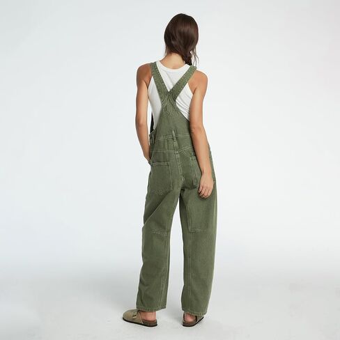 Women's Denim Bib Overalls Casual Adjustable Strap Jean Jumpsuit Denim Romper With Pockets in Saudi Arabia