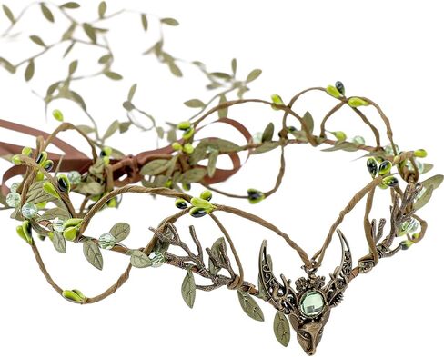 MOSTORY Woodland Flower Fairy Headpiece - Medieval Elf Crown with Vines for Renaissance Accessories Women Cosplay Fairycore in Saudi Arabia