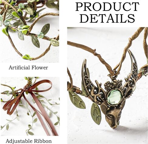 MOSTORY Woodland Flower Fairy Headpiece - Medieval Elf Crown with Vines for Renaissance Accessories Women Cosplay Fairycore in Saudi Arabia