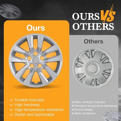 16" Hubcaps, Fit for 2013-2018 Nissan Altima Sedan, Set of 4 Silver Lacquer Finish Wheel Rim Covers, Durable PP Material, Easy Snap-On Installation, 16 Inch Silver Lacquer 4-Pack in Saudi Arabia