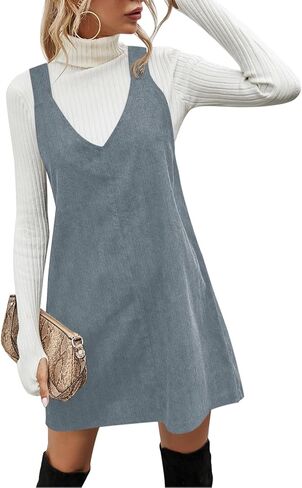 Koinshha Women v corduroy corduroy الكلية اللباس غير الرسمي فضفاضة قصيرة الفساتين in Kuwait