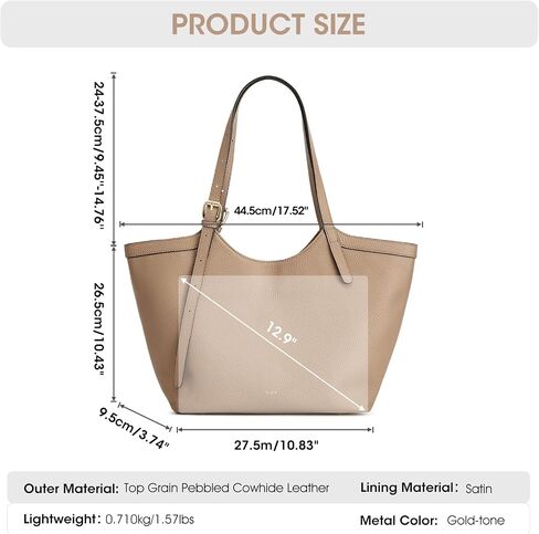 Kattee Genuine Leather Purses and Handbags for Women Trendy, Top Grain Leather Hobo Tote Shoulder Bag with Adjustable Strap in Saudi Arabia