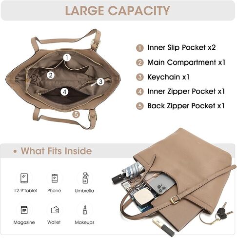 Kattee Genuine Leather Purses and Handbags for Women Trendy, Top Grain Leather Hobo Tote Shoulder Bag with Adjustable Strap in Saudi Arabia