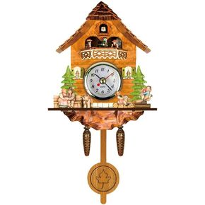 GOWENIC Vintage Wall Clock, Cuckoo Clock, Retro Wooden Cuckoo Birdhouse Wall Clock, Home Decor Hanging Cuckoo Clock Auto Swing Pendulum Home Decor Scandinavian (CM002) in Saudi Arabia