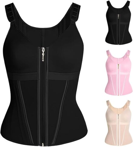Workout Waist Trainer for Women Plus Size Tummy Control Sweat Waist Trimmer Corset Shapewear With Zipper and Hooks in Saudi Arabia