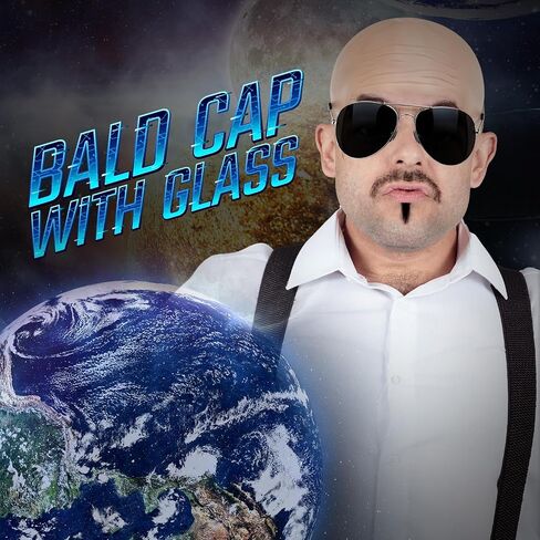 Mepase Bald Caps with Glasses Nylon Makeup Latex Bald Head Wig Cap for Men Women Adults Cosplay Party Costume Accessories in Saudi Arabia