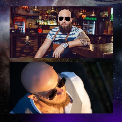 Mepase Bald Caps with Glasses Nylon Makeup Latex Bald Head Wig Cap for Men Women Adults Cosplay Party Costume Accessories in Saudi Arabia
