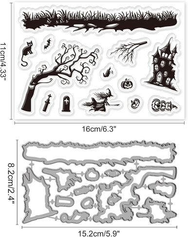 ORIGACH Autumn Harvest Clear Stamps and Dies Set, Autumn Pumpkin Scarecrows Truck Silicone Stamps and Metal Die Cut for Card Making Thanksgiving Scrapbooking Journal Crafting in Saudi Arabia