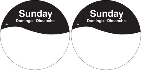 DayMark Safety Systems MoveMark IT110108 Day of The Week Trilingual Removable Label, Sunday, 3" Circle, Black (Roll of 500) in Saudi Arabia