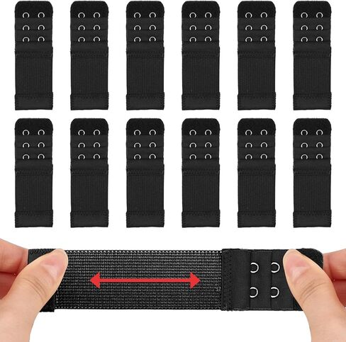 12 PCS Bra Extenders 2 Hooks, Bra Strap Extender, 2 Hook Bra Extenders for Women Elastic Extension Strap Plus Size in Kuwait