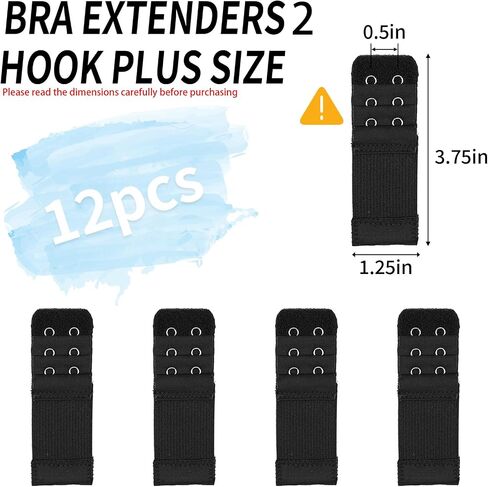 12 PCS Bra Extenders 2 Hooks, Bra Strap Extender, 2 Hook Bra Extenders for Women Elastic Extension Strap Plus Size in Kuwait