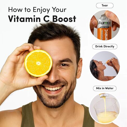Aurora Nutrascience Mega-Pack Liposomal Vitamin C, Immune Support, 3,000 mg per Serving, Vegan, Gluten Free, Non-GMO, 32 Single Serve Packets, Orange in Saudi Arabia