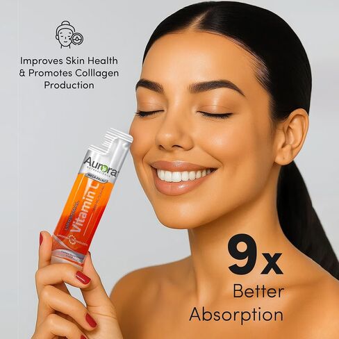 Aurora Nutrascience Mega-Pack Liposomal Vitamin C, Immune Support, 3,000 mg per Serving, Vegan, Gluten Free, Non-GMO, 32 Single Serve Packets, Orange in Saudi Arabia