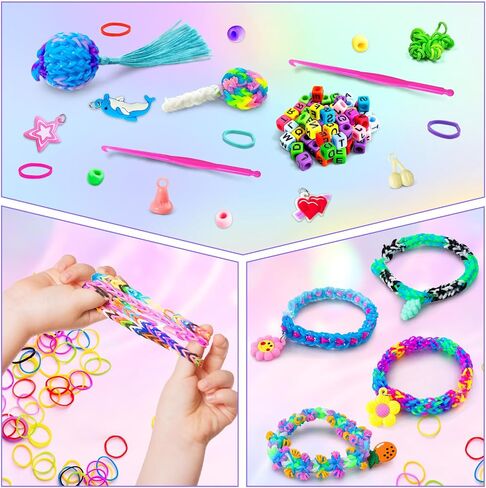ROSHUKG 5100 Rubber Band Refill Kit, 24 Colors Rubber Band Making Kit for Kids Weaving DIY Crafting Gift in Saudi Arabia