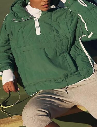 Wanzetaly Womens Quilted Purfer Puffer سترة كبيرة الحجم خفيفة الوزن مقنعين معطفات مبطنة مع جيب in Kuwait