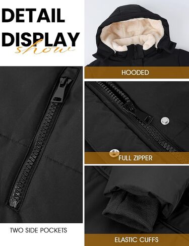 Yimoon Women's Sherpa Lined Fleece Puffer Jacket Long Sleeve Hooded Quilted Jacket Winter Warm Outwear in Saudi Arabia