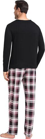 Sykooria Men's Pajamas Set Long Sleeve Cotton Plaid Loungewear Cozy Striped Sleepwear with Pockets 2 Piece Comfy Pjs Set in Saudi Arabia