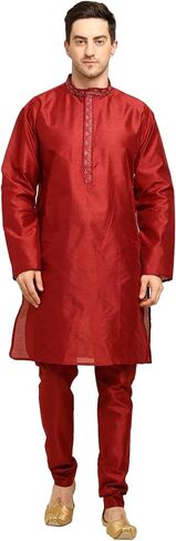 Men's 4-Piece Art Silk Kurta Pajama Set with Embroidered Jacket & Dupatta – Wedding & Festive Wear in Saudi Arabia