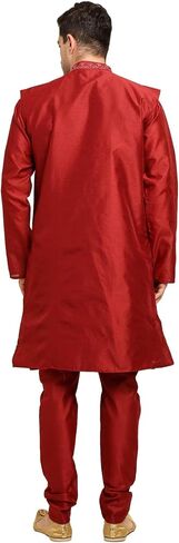Men's 4-Piece Art Silk Kurta Pajama Set with Embroidered Jacket & Dupatta – Wedding & Festive Wear in Saudi Arabia