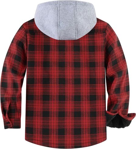 ZITY Men's Flannel Plaid Jacket Warm Sherpa Lined Fleece Hoodies for men Zip Up Thick Winter Coat With Pocket in Saudi Arabia