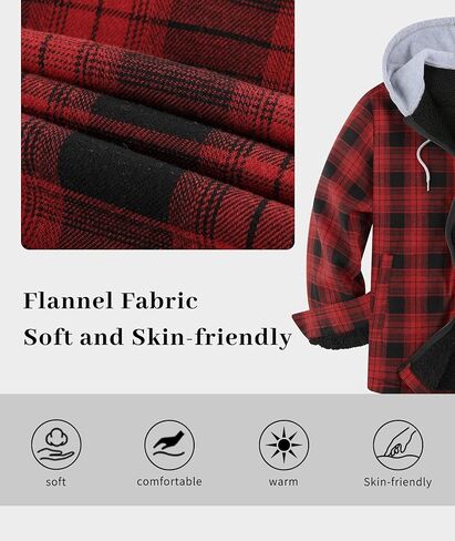 ZITY Men's Flannel Plaid Jacket Warm Sherpa Lined Fleece Hoodies for men Zip Up Thick Winter Coat With Pocket in Saudi Arabia