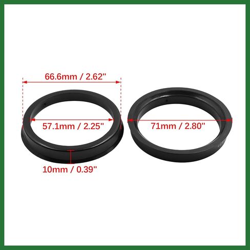 Motoforti Car Hub Rings Rings Bore Center 66.6 إلى 57.1 مم - 4pcs بلاستيك أسود طويل الأمد in Saudi Arabia