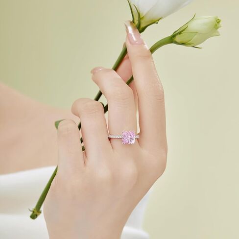 3CT Radiant Cut Lab Grown Diamond Ring for Women, 18K White Gold Plated Rings for Wedding Anniversary Engagement, D Color VVS1 Clarity Sterling Silver Band Simulated Ring Band Premium Collection in Saudi Arabia