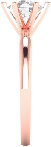 Clara Pucci 1 CTW VVS1 Moissanite Round Cut Classic Minimalist Solitaire Ring – Fine Jewelry Anniversary Ring for Women in Solid 18K Rose Gold in Saudi Arabia