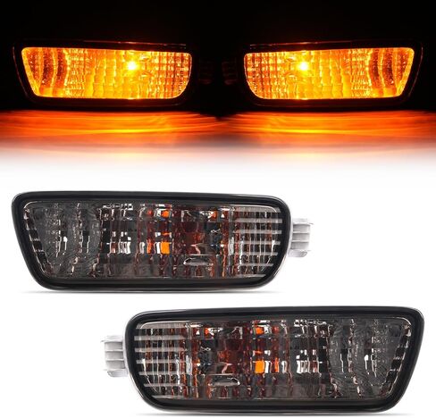 HECASA Pair Turn Signal Light w/Bulbs Compatible with 2001-2004 Toyota Tacoma Front Bumper Turn Signal Lamp Smoke Lens Left Right Side Replacement for TO2531140 TO2530140 in Saudi Arabia